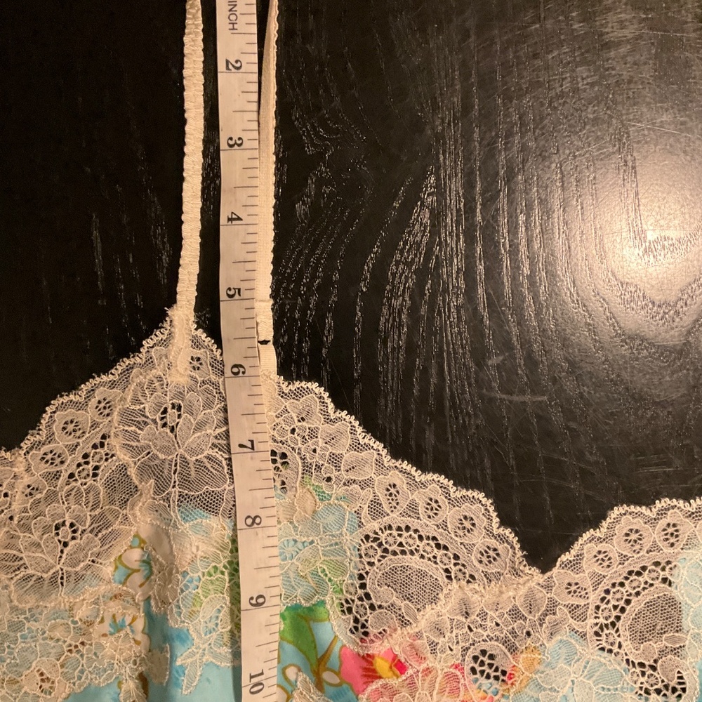 NATORI size M Light Blue Cherry Blossom satin cami / camisole top - Picture 8 of 9